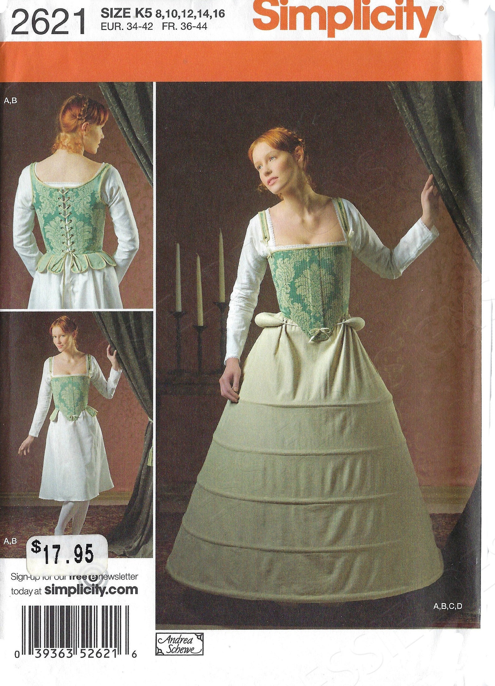 Uncut Simplicity Sewing Pattern 2621 Historic 16th Century Corset Shift ...