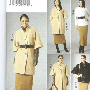 May include: A sewing pattern for five easy pieces, including a coat, skirt, and top. The pattern is from Vogue Patterns and is for sizes 8-10-12-14. The pattern number is V8678.