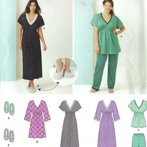 Uncut Simplicity 472  1260 Paper Sewing Pattern Misses' Nightgown In Three Lengths, Pajamas And Slippers Size XXS-XXL  FF