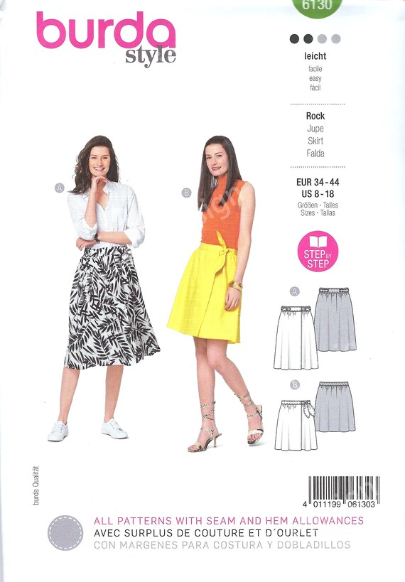 Buy Uncut Burda Style Sewing Pattern 6130 Wrap Skirt in 2 Variants