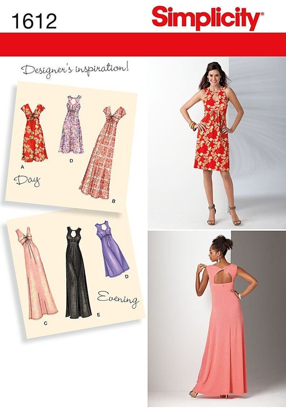 reserved for Lin Uncut Simplicity sewing Pattern 1612 Knit Dress In Two  Lengths With Bodice Variations Sewing Pattern Size 10-18 20-28 FF