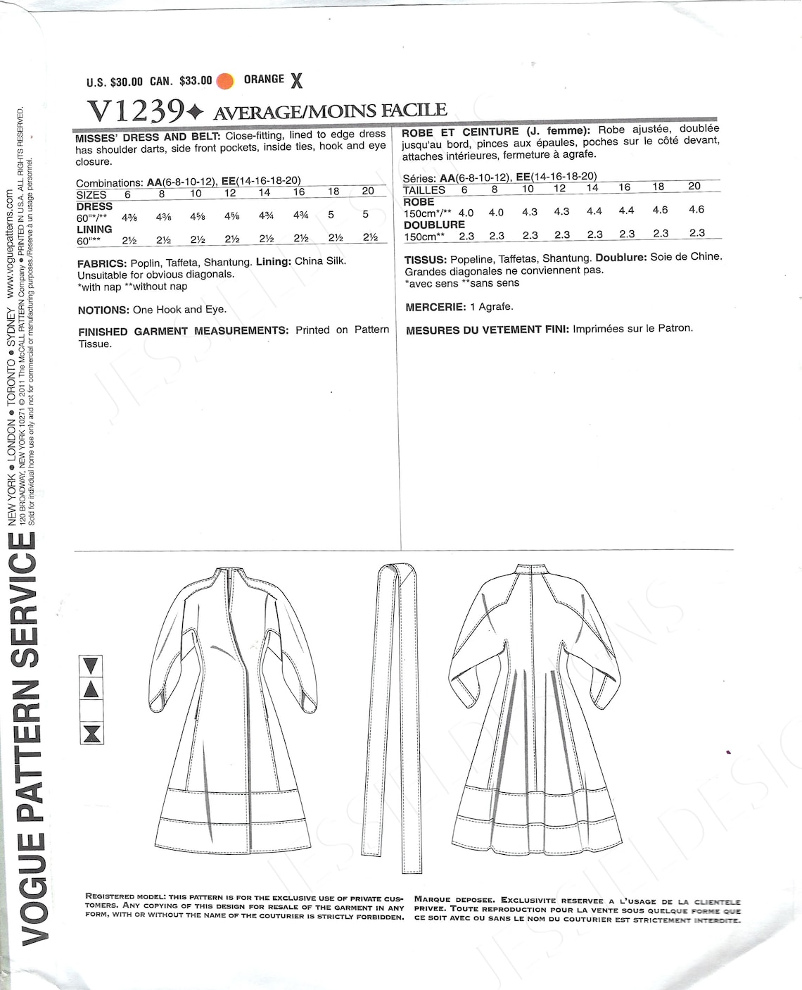Uncut Vogue Sewing Pattern 1239 CHADO RALPH Rucci Misses Dress - Etsy