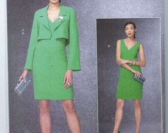 Patrón de costura Vogue sin cortar para vestido y chaqueta de mujer, patrón de vestido ajustado, chaqueta corta, Vogue 1536, tallas 6-14 y 14-22 FF