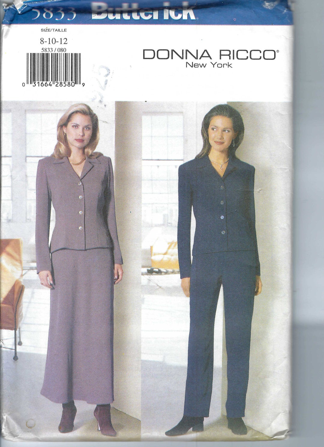 Uncut Vintage Butterick Sewing Pattern 5833 Misses Top, Skirt and Pants ...