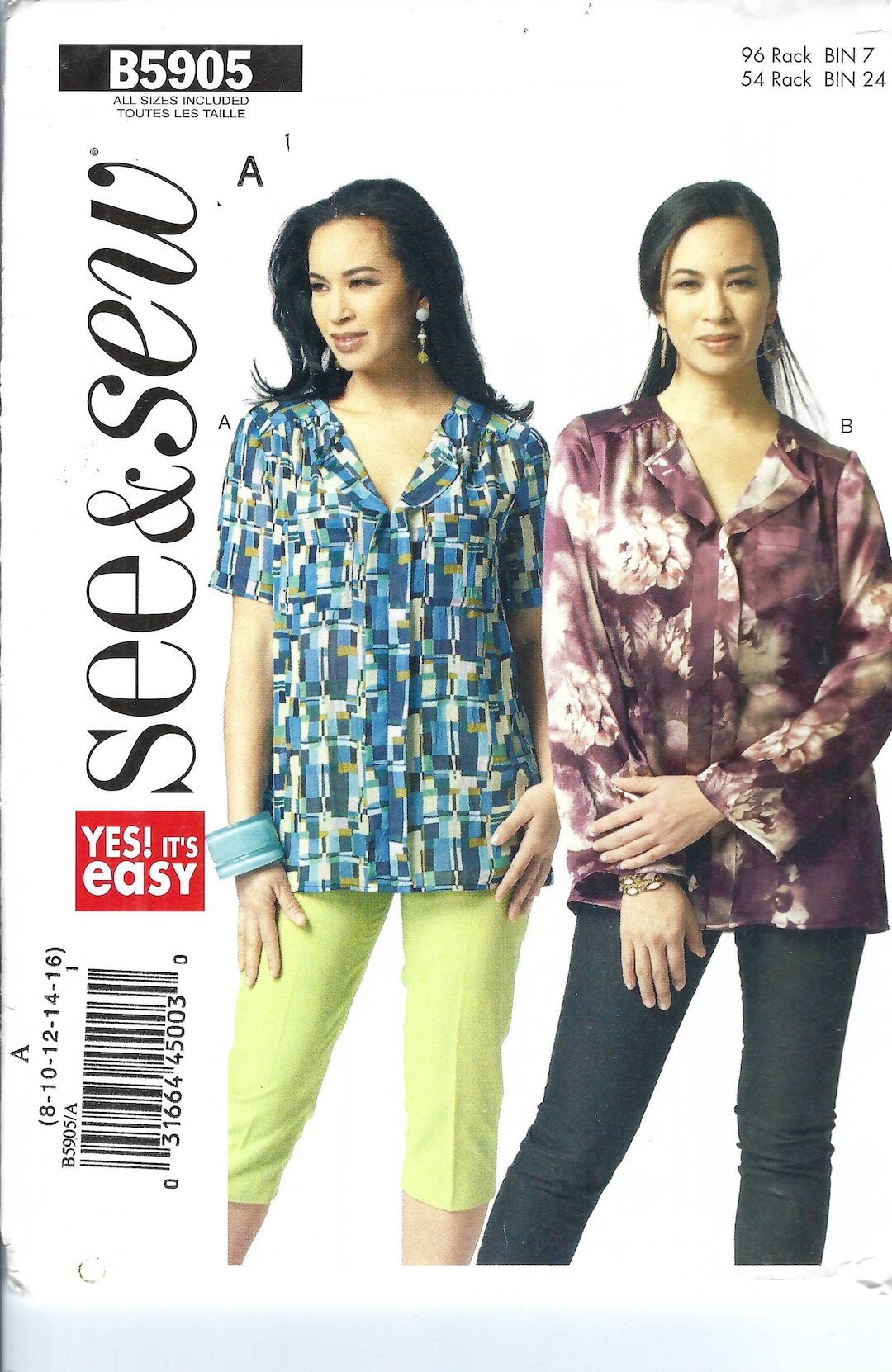 Uncut Butterick Sewing Pattern Very Loose Fitting Pullover Top Womens ...