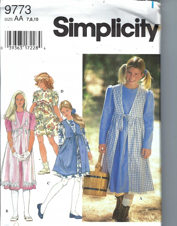 Uncut vintage Simplicity Sewing Pattern 9773 Girls dress pattern. Size 7-10  12-14 FF
