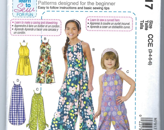 Uncut Mccalls Sewing Pattern 7917 Girl's Romper Jumpsuit Size 3-6 7-14 ...