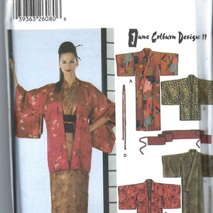 Oskärd sömnad Simplicity-mönster 5839 Kimono, Haroi, Obi-skärp och slips för fröknar Storlek xs-xl Japansk dräkt FF