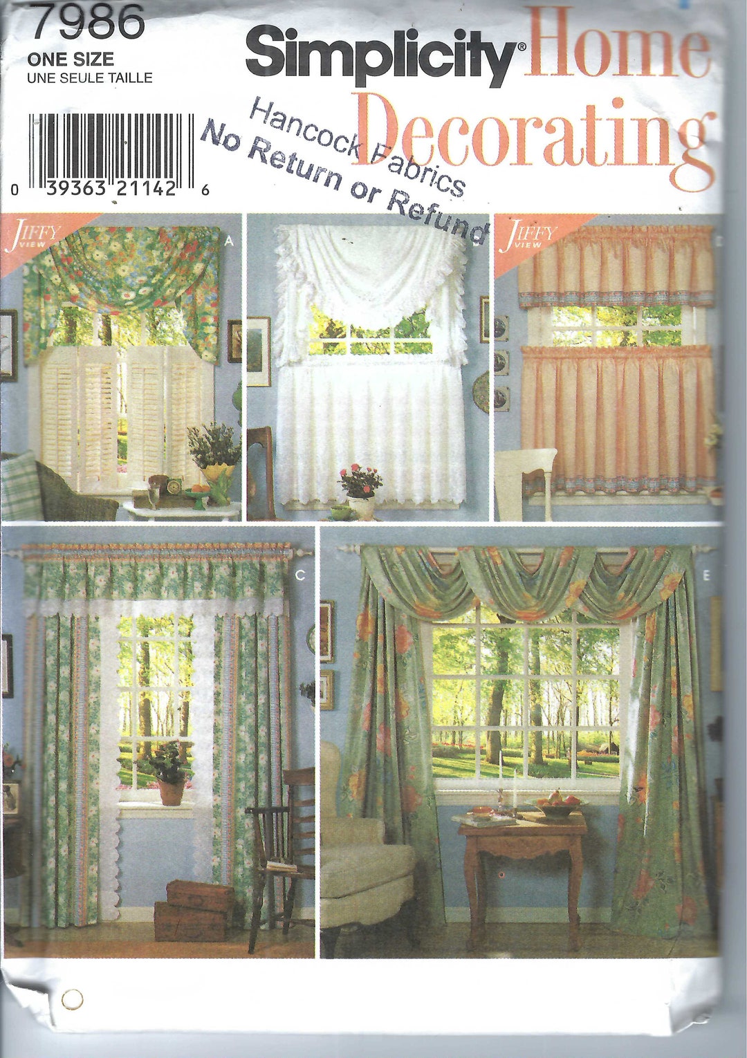 Uncut Simplicity Sewing Pattern Window Treatment Pattern, Simplicity