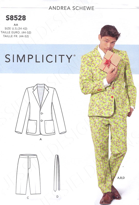 Two Piece Suit Sewing Pattern~Men's Jacket & Pants (Sizes 34-42) Simplicity  9241 | eBay