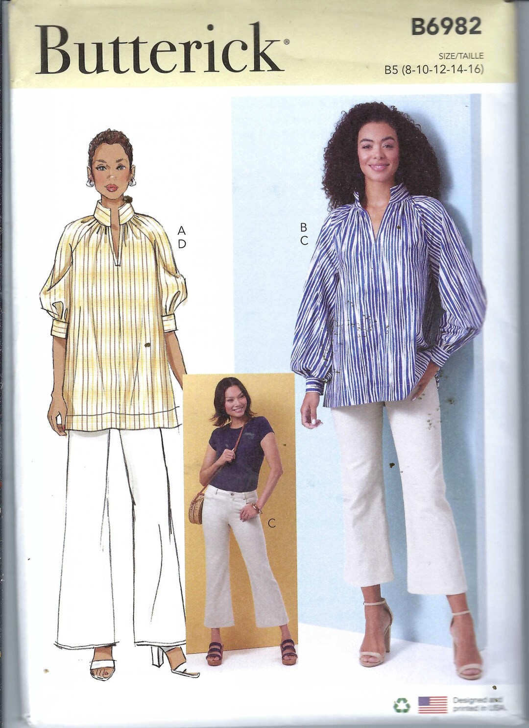 Uncut Butterick Sewing Pattern 6982 12059 Misses Loose Fitting Pullover ...