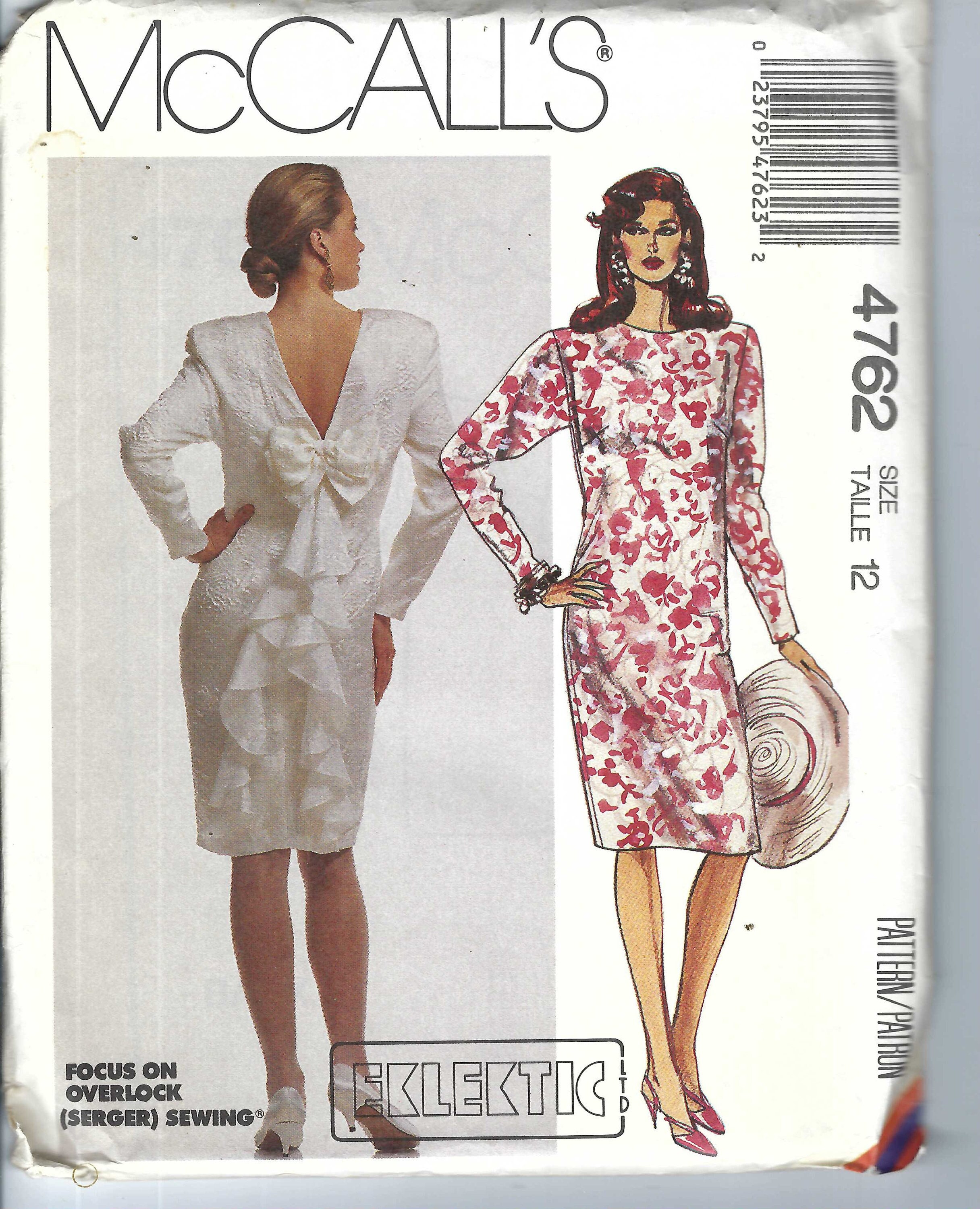 Extended Shoulder Pattern Rare Uncut Vintage Mccalls Sewing Pattern 4762 Lined Dress With ...