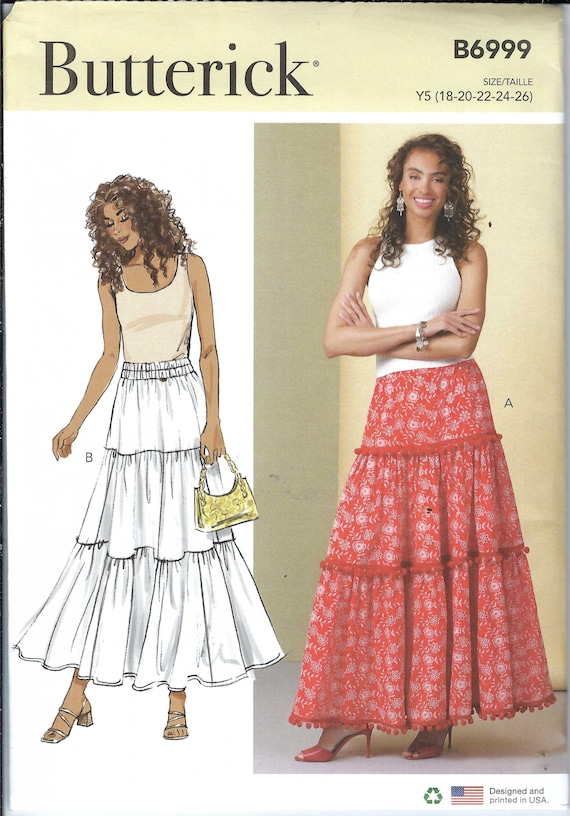 Uncut Butterick Sewing Pattern 6999 Loose Fitting Lined Tiered