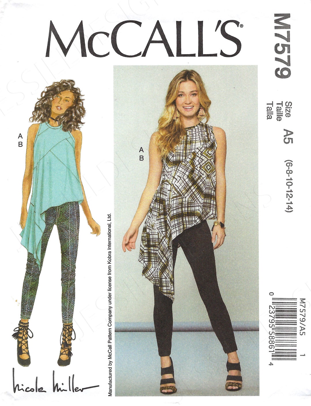 Uncut Mccalls Sewing Pattern 7579 Misses' Asymmetrical - Etsy