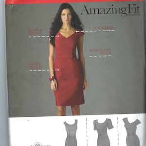 Uncut Simplicity sewing pattern 2648 Misses Dress with individual pattern pieces for slim, average and curvy Size 6 - 14 or Size 16 - 24 FF