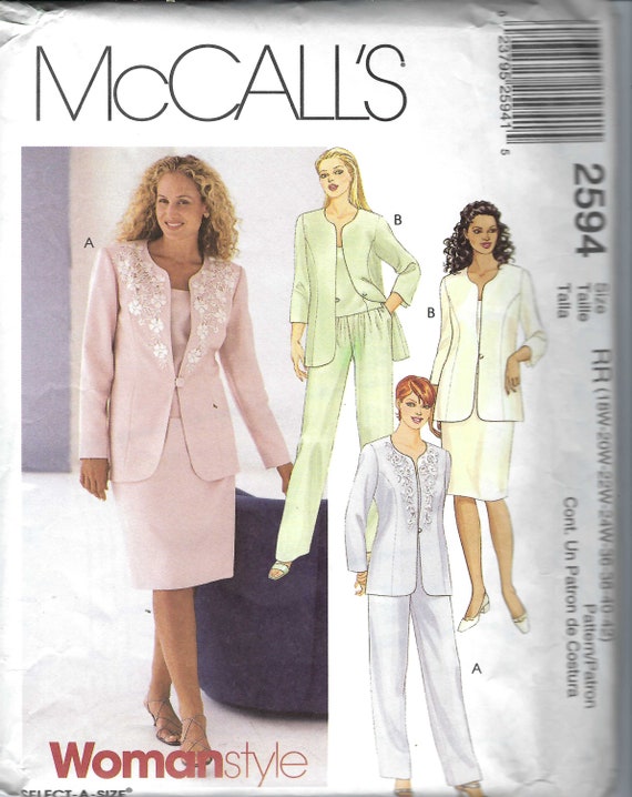 Uncut Mccalls Sew Sewing Pattern 2594 Semi-fitted Lined - Etsy