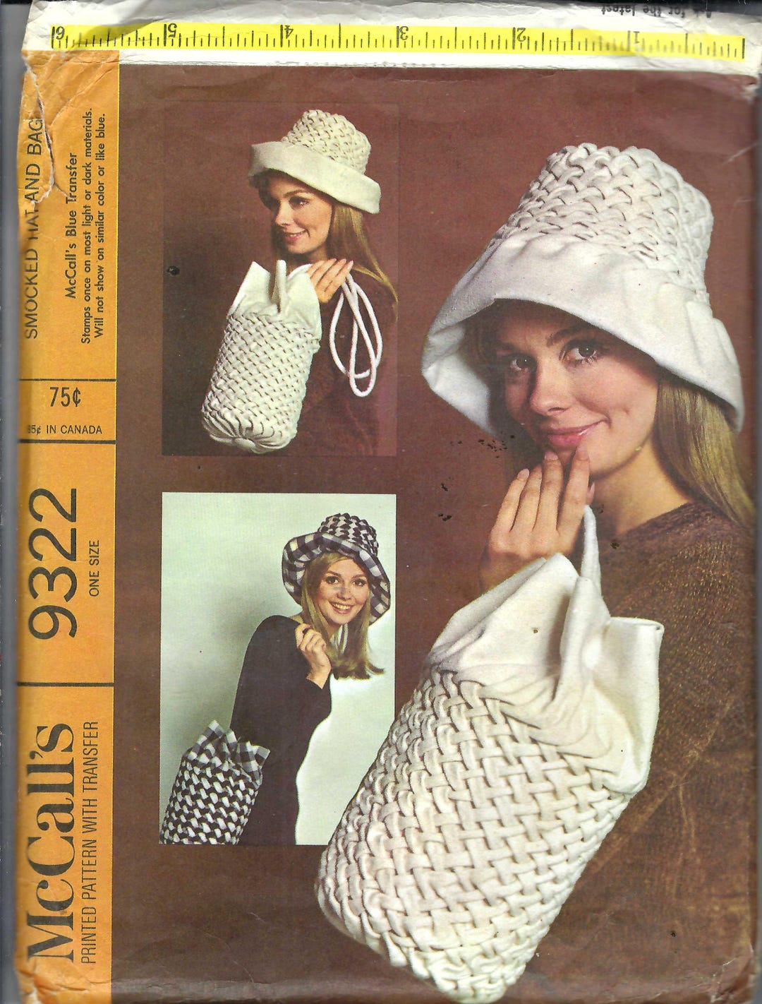 Uncut Mccalls Sewing Pattern 9322 Vintage 1960 Smocked Hat and Bag - Etsy