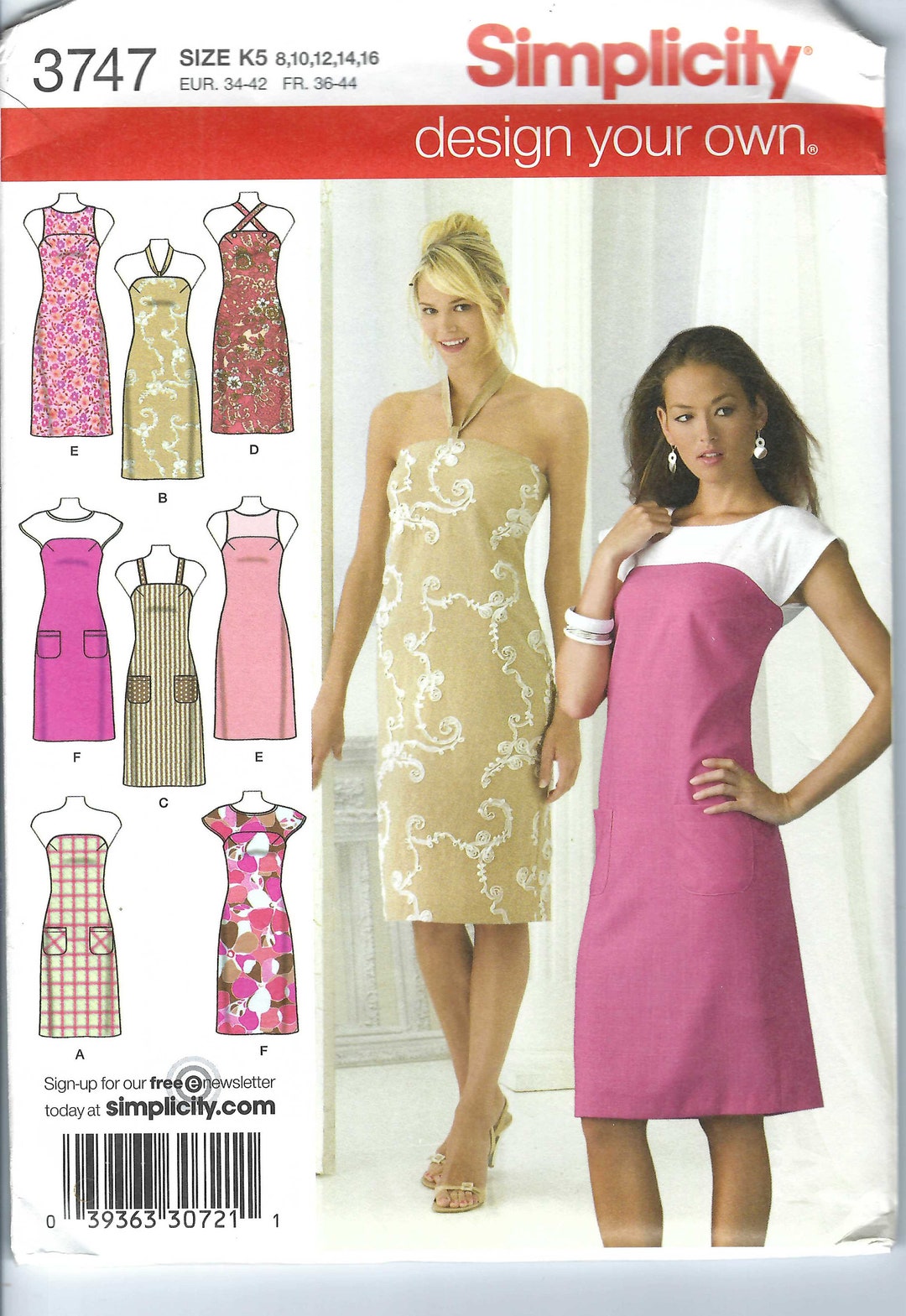 Uncut Simplicity Sewing Pattern 3747 Color Block Dress With Bodice ...