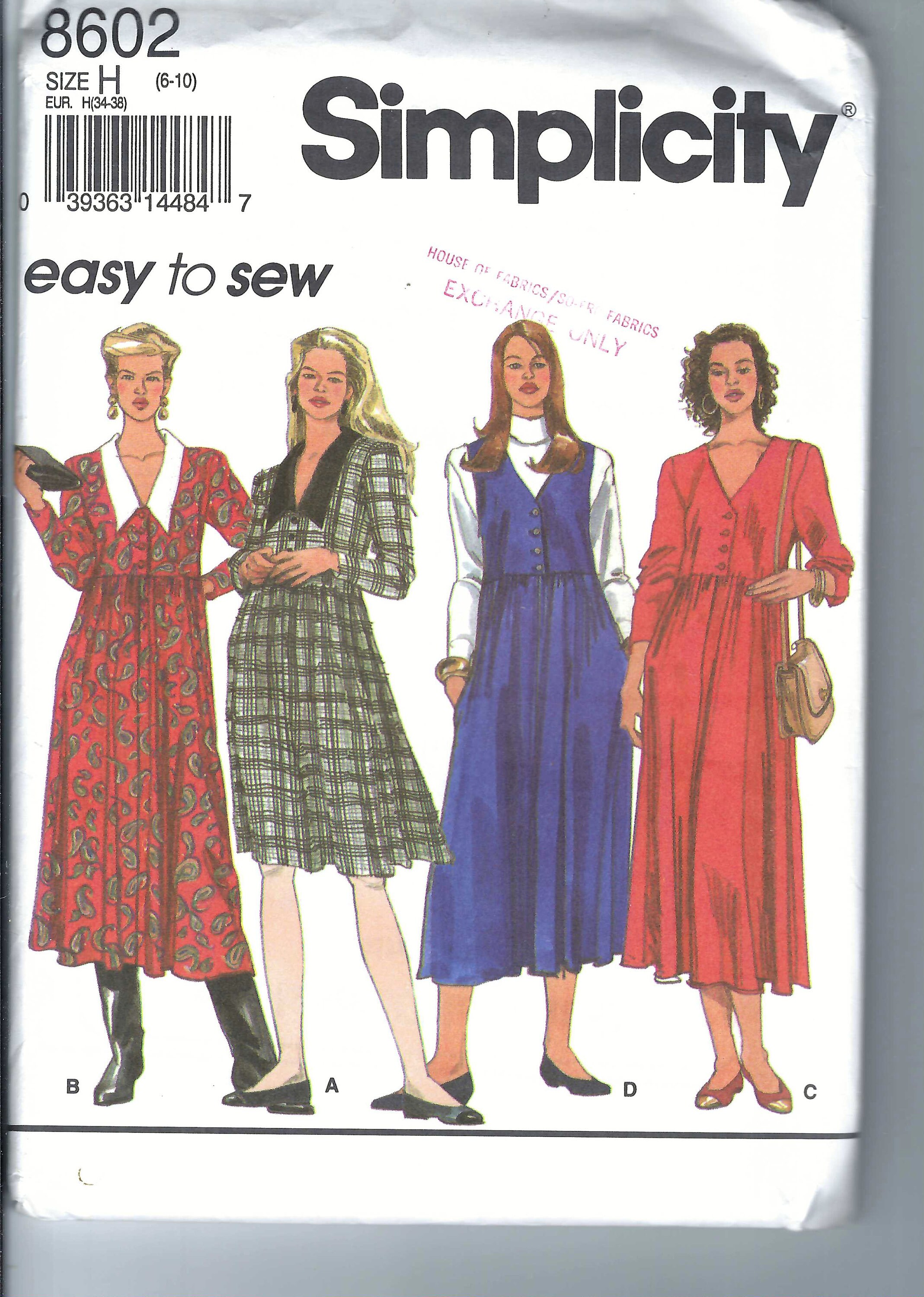 結婚祝い Simplicity 8602 Etsy - 裁縫材料