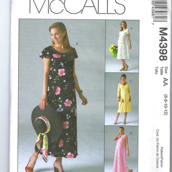 MCCALLS non coupé Modèle de couture 4398 Misses/Petite Robe de maternité en 2 longueurs Patron 6-12 FF