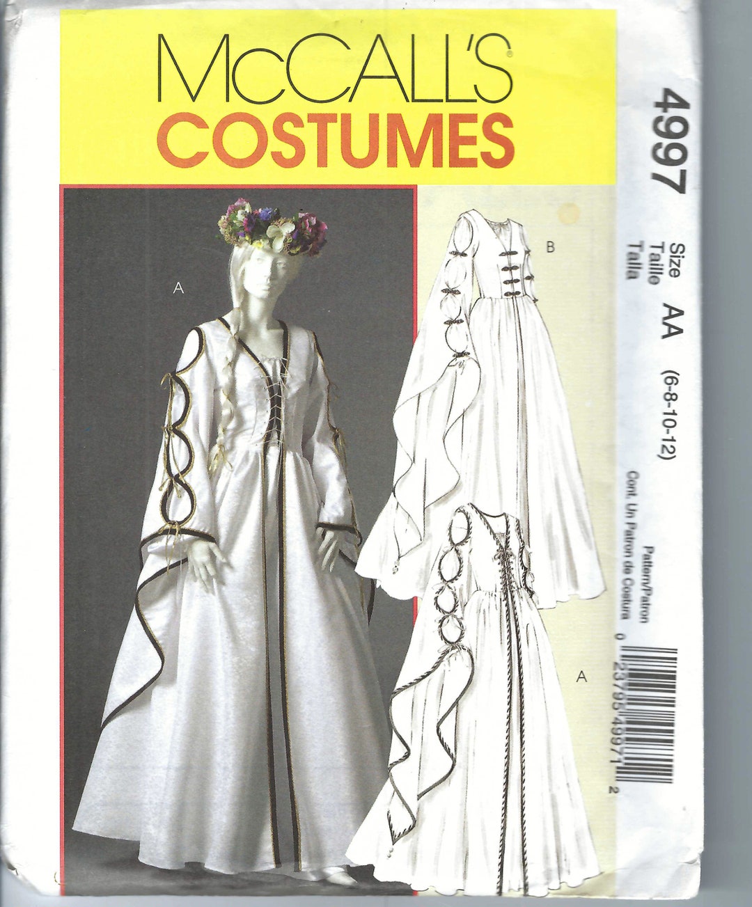 Uncut Mccalls Sewing Pattern Medieval Renaissance Costume Dresses With ...