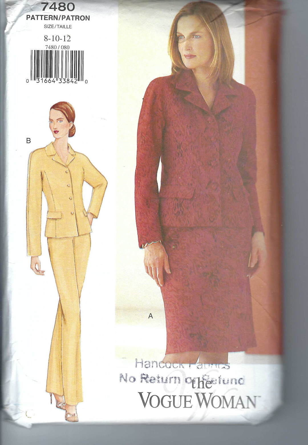 Uncut Vintage Vogue Sewing Pattern 7480 Misses Petite Jacket Skirt ...