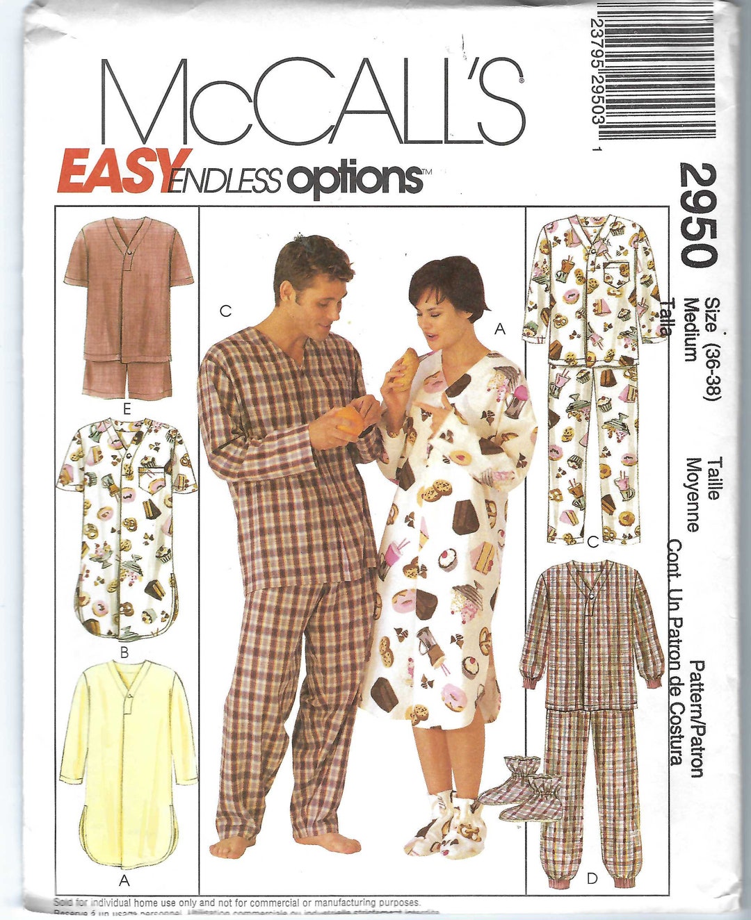 Uncut Mccalls Sewing Pattern 2950 Misses, Men's and Teen Boys Size 32 1 ...