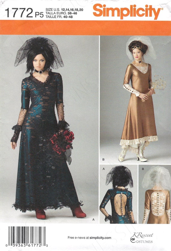 Uncut Simplicity Sewing Pattern 1772 Vampire Couture Bridal Dress Costume  Size 4-12 12-14-16-18-20 FF Uncut - Etsy UK