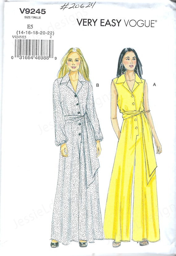 Very Easy Vogue SEWING PATTERN V9245 Misses & Petite Jumpsuits & Sash