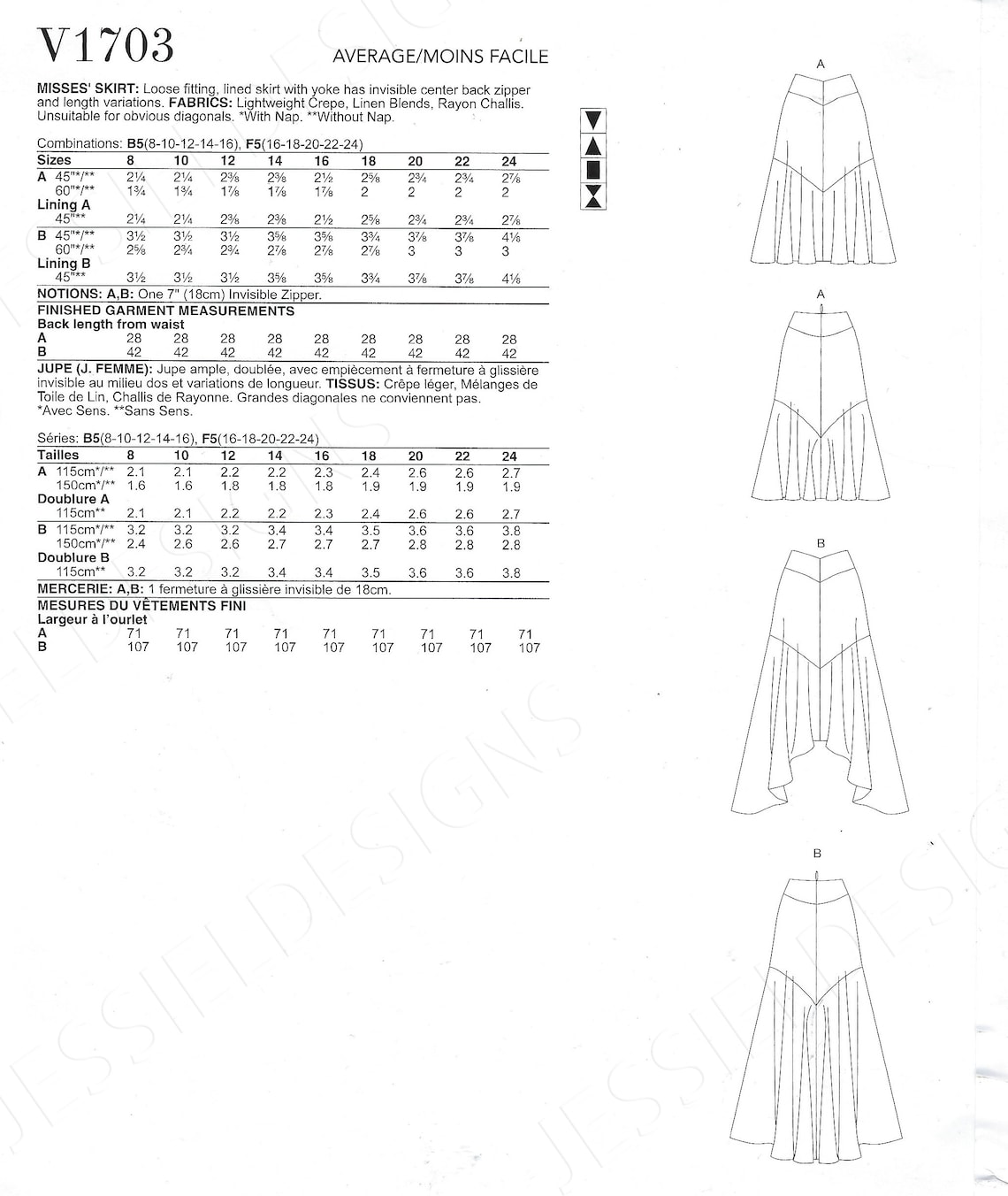 Uncut Vogue Sewing Pattern 10567 V1703 1703 Misses' Skirt - Etsy