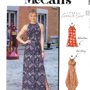 Uncut McCalls sewing pattern 11025 7405, Misses' Dresses and Belt size XS-S-M L-XL-xxL FF