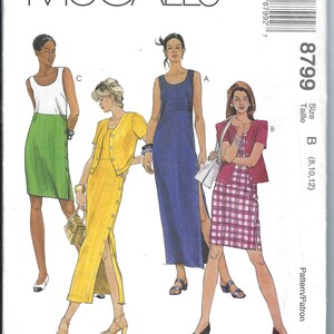 Ungeschnittenes mccall&#39;s Schnittmuster 8799 Ungefüttert Jacke und Kleid in Zwei Längen Größe 8-10-12 FF