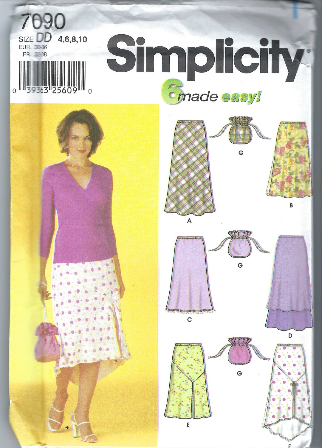 Patron De Jupe Vintage Simplicity 7098 - Années 80 Taille 12 - Neuf Non Découpé