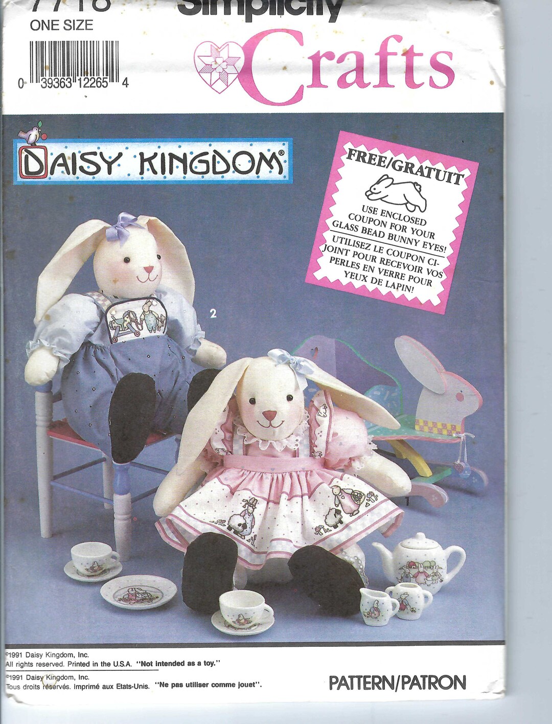 Simplicity Rabbit Patterns Uncut Vintage Simplicity Sewing Pattern 7718 UNCUT Daisy Kingdom 12 ...