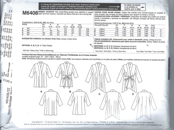 Uncut Mccall S Sewing Pattern 6408 Mccall S Etsy