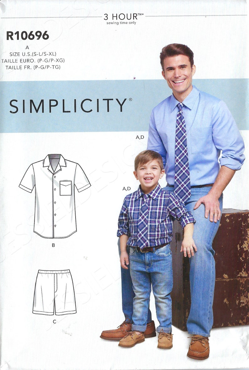 uncut simplicity sewing pattern 10696 Father and Son Matching image 0