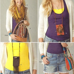 May include: A sewing pattern for a variety of bags and accessories. The pattern includes instructions for a drawstring bag, a small pouch, and a crossbody bag. The pattern is for one size and is available in sizes US, Euro, and French.