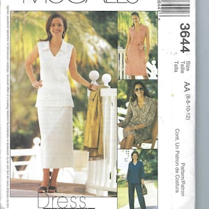 Uncut mccalls Sew sewing pattern Size 6-12 Misses' Easy Polo Collar Knee Length Straight Dress With Top & Skirt McCalls 3644 FF