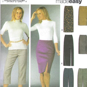 May include: A sewing pattern for six different bottoms, including a skirt, pants, and culottes. The pattern is from Simplicity and is called "6bottoms made easy".