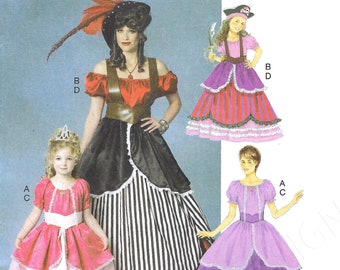 FF butterick sewing Pattern 6113, Kids 3-4 5-6 7-8 or Misses's-m-l-xl  Costumes Pirate, Princess, Halloween  uncut