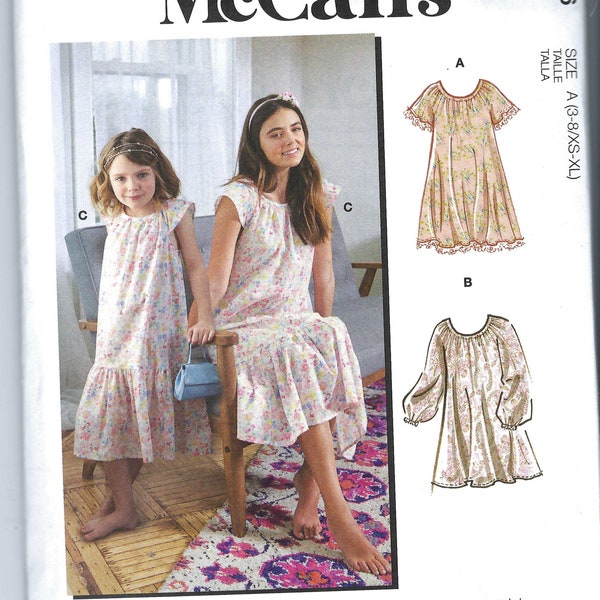 Uncut McCalls Sewing Pattern 8216 Nightgowns for Girls sizes 3-8 (XS-XL) factory Folded