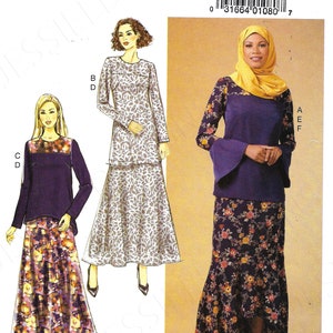 Uncut butterick sewing pattern 10038 B6636 6636 Misses&#39; Top, Tunic Skirt and Scarf Size A5(6-8-10-12-14) E5(14-16-18-20-22) FF