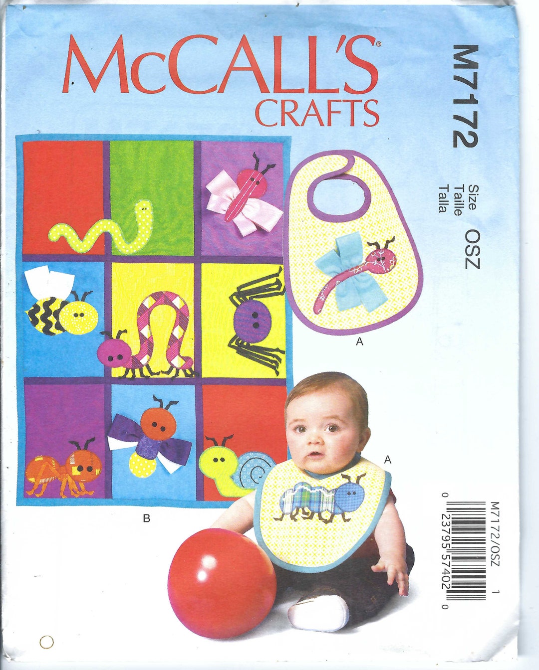 UNCUT Mccalls Sewing Pattern Sew Infant Newborn Quilt Bib Crib Bedding