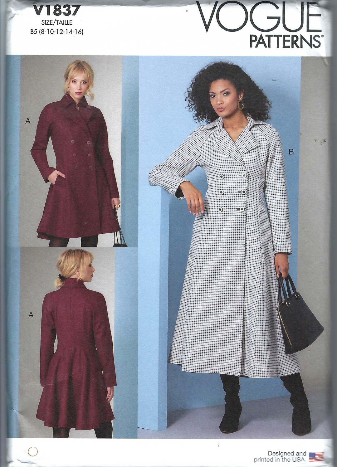 Uncut Vogue Sewing Pattern Womens Jacket, Lined Coat Pattern, Long ...