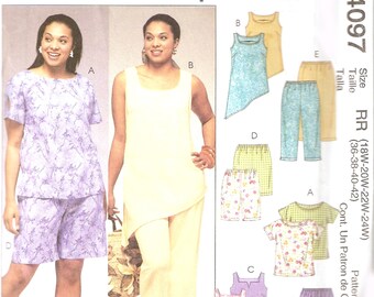 Poncho Shorts Tunic McCalls 4847 Capri Pants Top Easy Endless Options Size 18W to 24W Plus Misses Woman Sewing Pattern Uncut