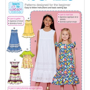 Uncut Sewing mccalls Pattern 7558 Childrens/Girls Sleeveless & Ruffle Sleeve Empire-Waist Dresses Size 3-6 7-8-10-12-14 FF