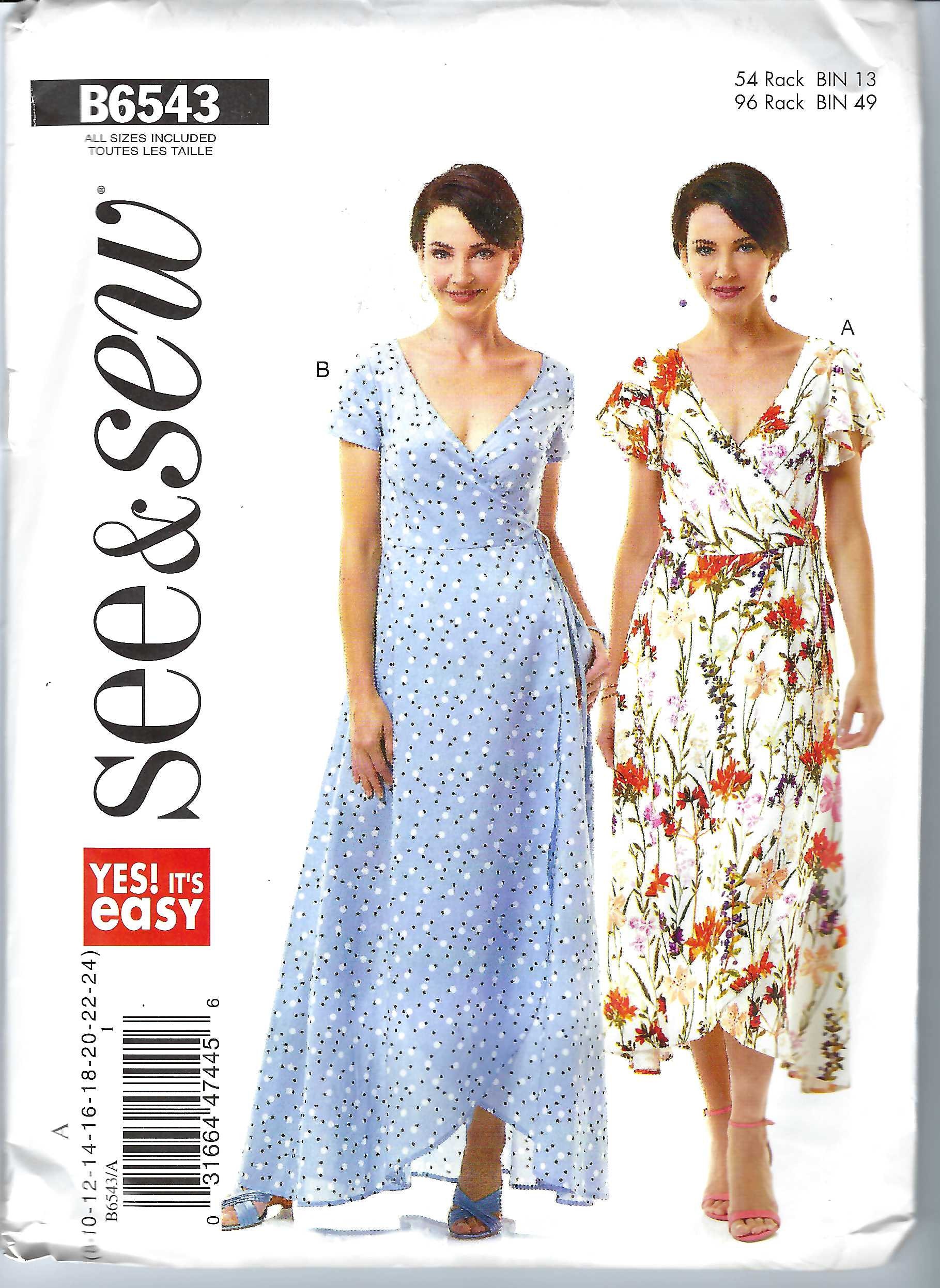 Uncut Butterick Sewing Pattern 6543 Misses Wrap Dress Size 8-24 FF - Etsy
