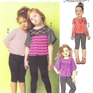 Uncut butterick sewing pattern 5913  Girl&#39;s Top with with Batwing and Contrast Fabric Option and Leggings  Size 2-5 6-7-8 FF