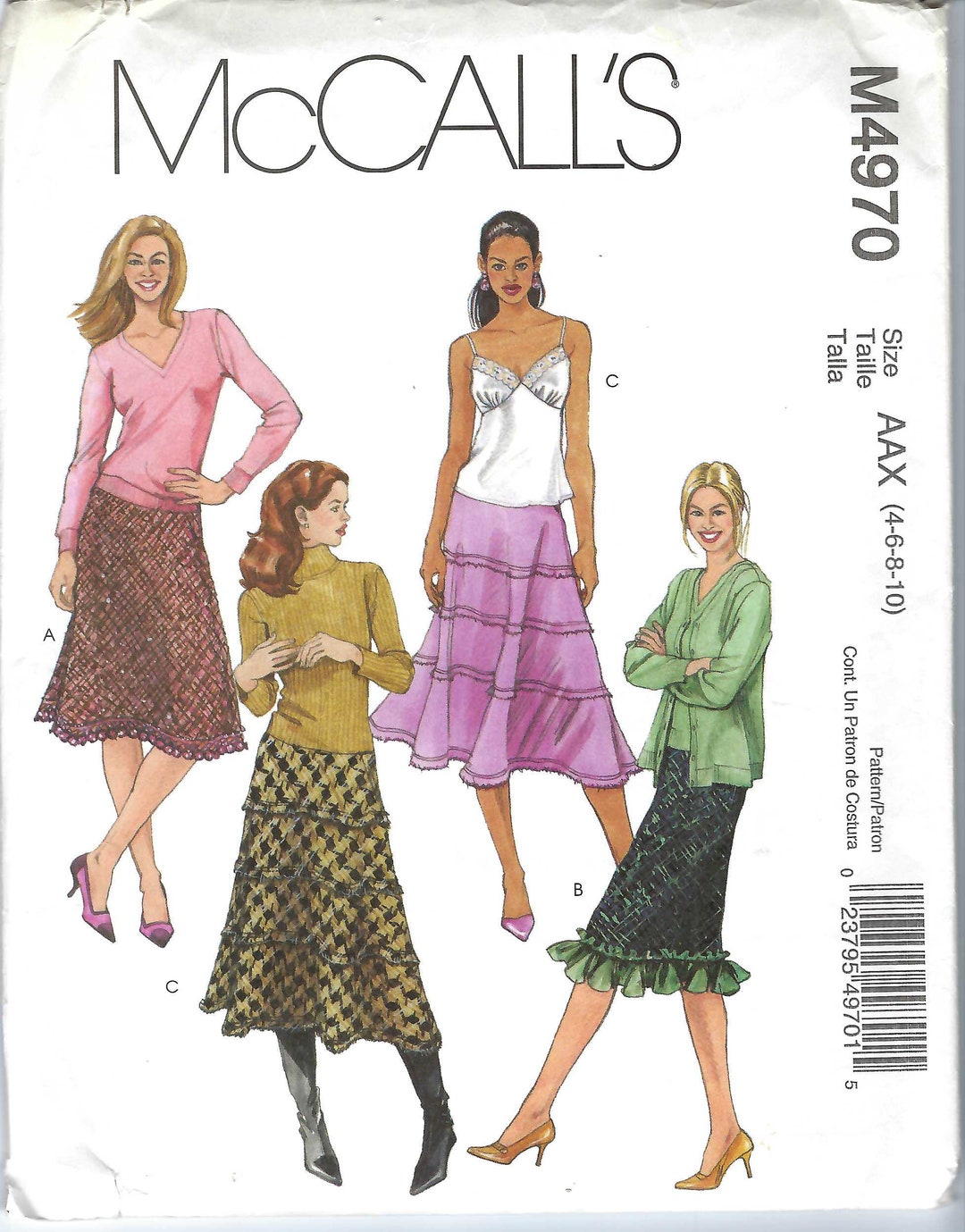 Uncut Mccalls Sewing Pattern 4970 Misses' Skirts in Two Lengths. Size 4 ...