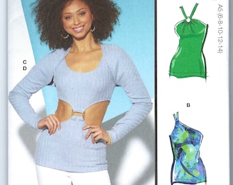 Uncut mccalls sewing pattern 8323 - Misses' Knit Tops and Shrug,alterneck top size 6-14 16-24 FF